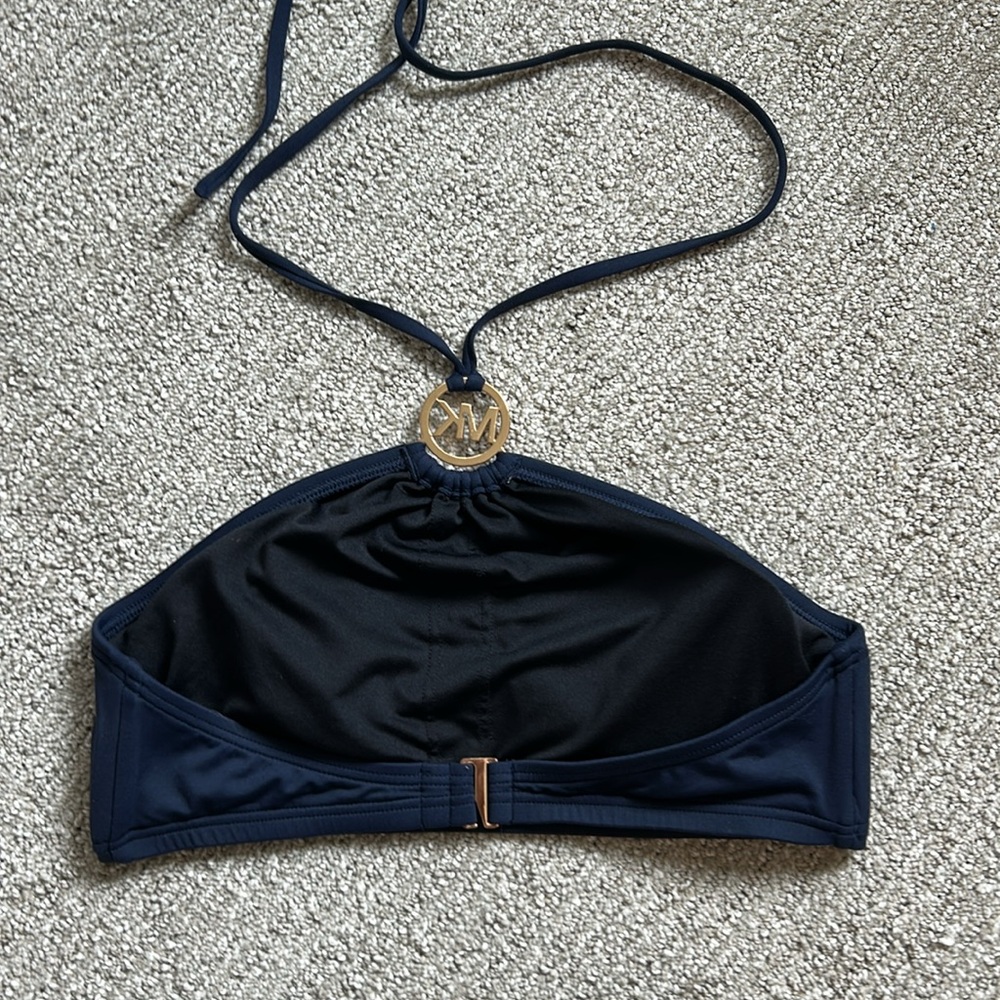 Michael Kors Midnight Blue Halter Bikini top. Darling top with gold MK Emblem. - Picture 4 of 6